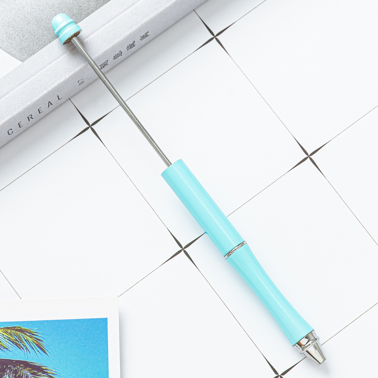 Pluma de cuentas de metal en stock al por mayor creativo con cuentas bolígrafo DIY bolígrafo personalidad metal DIY pluma con cuentas