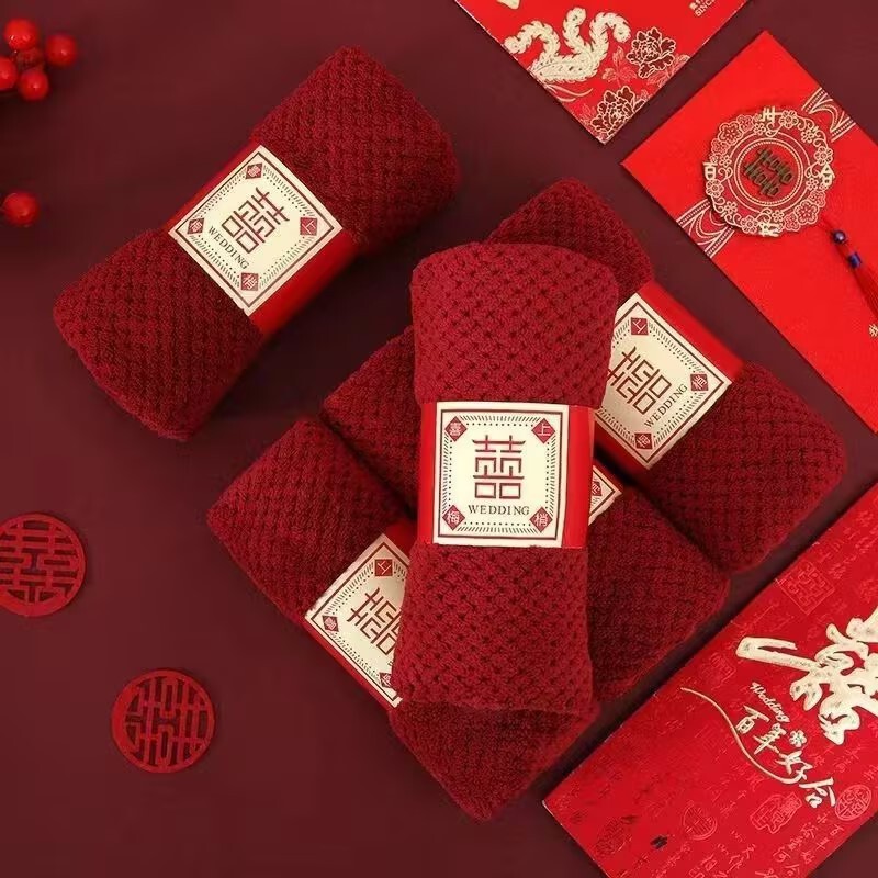 Red Towel Coral Fleece Wash Face Towel Hand Gift Gift Box Towel Quick-drying Towel Wedding Celebration Wedding Towel Red Towel Coral Fleece Wash Face Towel Hand Gift Gift Box Towel Quick-drying Towel Wedding Celebration Wedding Towel