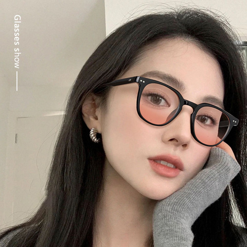 New Anti-blue light Blush Eyeglasses for Women, Korean Style Small Frame, Black Rim Sunglasses, Natural Look, High-end, Instagram Influencer Style