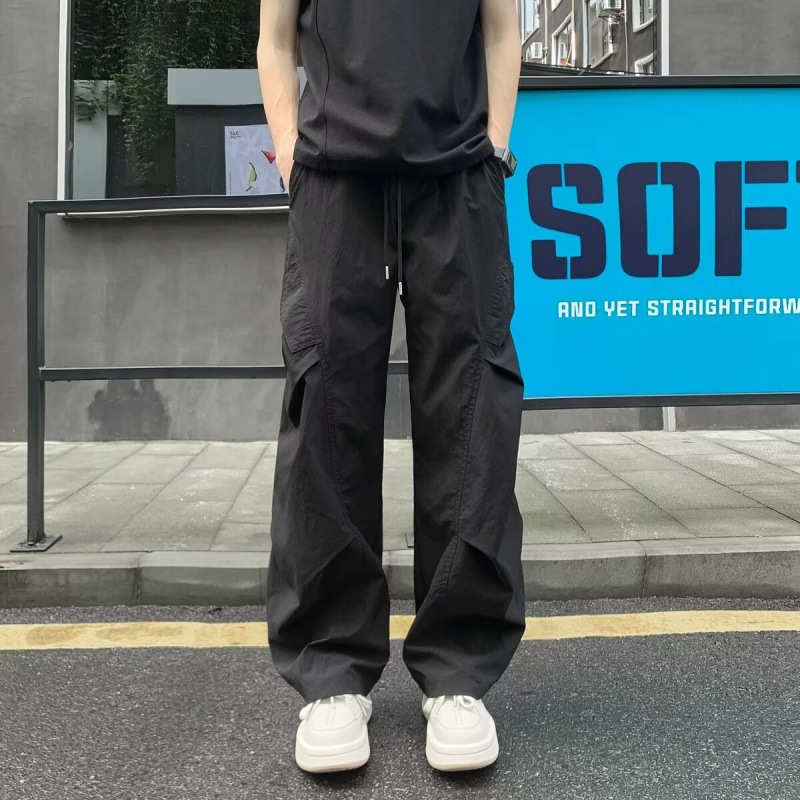 ベージュのカットオフアイスシルク速乾パンツ男の子夏薄いスモールソールオーバーオール日焼け止め空挺部隊カジュアルパンツ|undefined