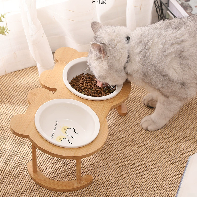 Керамическая миска для кошек с высокими ножками, защитой шеи, двойным держателем для мисок, миской для корма для кошек и собак, миской для воды, наклонными принадлежностями для кошек.