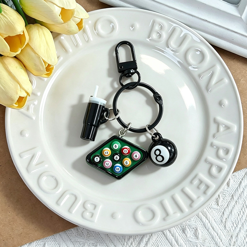 Cross-border best-selling mini black 8-ball keychain, small pendant, bag charm, creative keychain, small gift wholesale