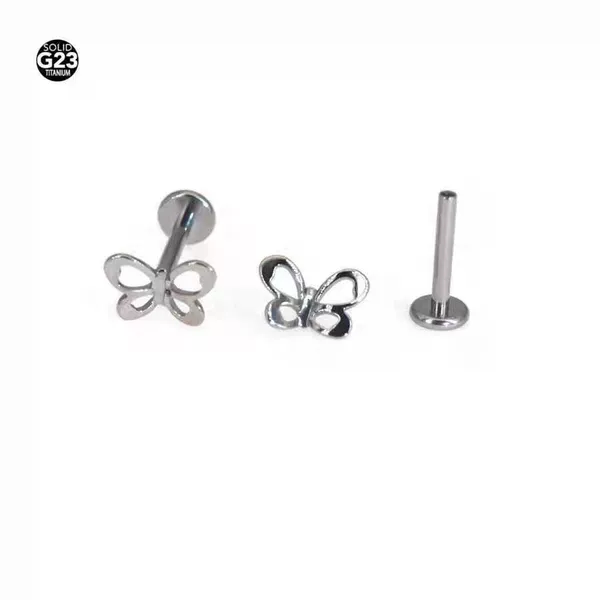 Titanium Natural Color Individual Ornament Head Hollow Butterfly