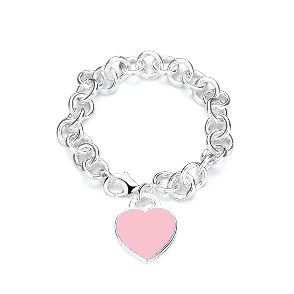실버 핑크 하트 모양 팔찌