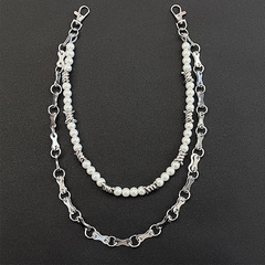 歐美風飾品珍珠雙層鏤空腰鏈朋克嘻哈金屬創意多圈鏈條牛仔褲鏈