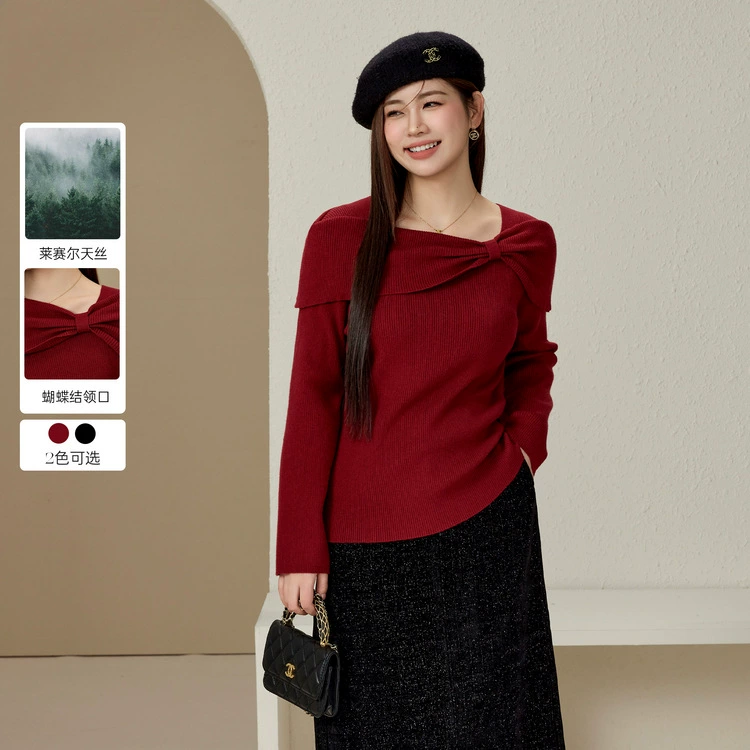 [Сладкий бант шикарный дизайн темпераментный трикотаж] Блестящая женская толстая миллиметровая зимняя одежда новый