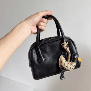 Maillard Bag ~ Niche Design Commuter Head Layer Cowhide Boston Bag Small Bag Portable Shoulder Bag