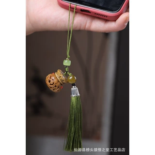 袋绿檀木质香囊镂空雕花扩香器手机包包汽车挂件