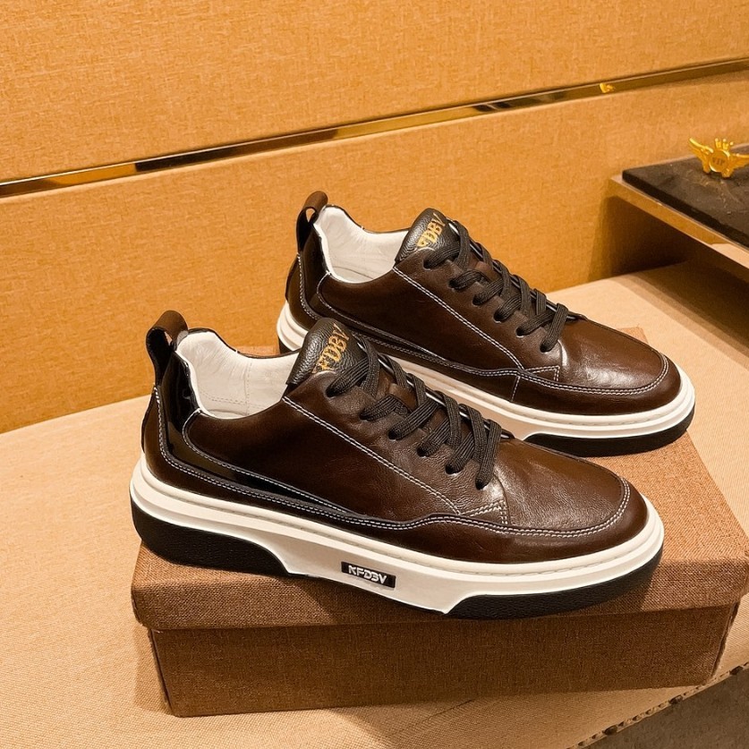 Trendige Herren Leder Sneaker Für Freizeit Atmungsaktive Schuhe_voghion.com