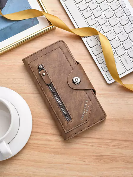 New Men's Long Wallet Zipper Large Capacity Pu Retro Ultra-Thin Clutch Expansion Men's Fashion Clutch Bag