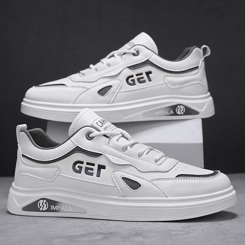 Zapatos de skate para hombres primavera 2025 nuevos zapatos de cuero para hombres zapatos blancos para estudiantes jóvenes zapatos de moda casuales para hombres