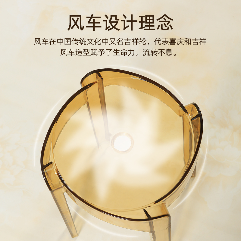 輕奢塑料透明凳子家用加厚可疊放摞疊板凳商用風車圓凳亞克力椅子