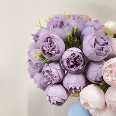 27头茶玫手扎花小牡丹花束塑料花欧式婚礼家居摆设装饰仿真花假花