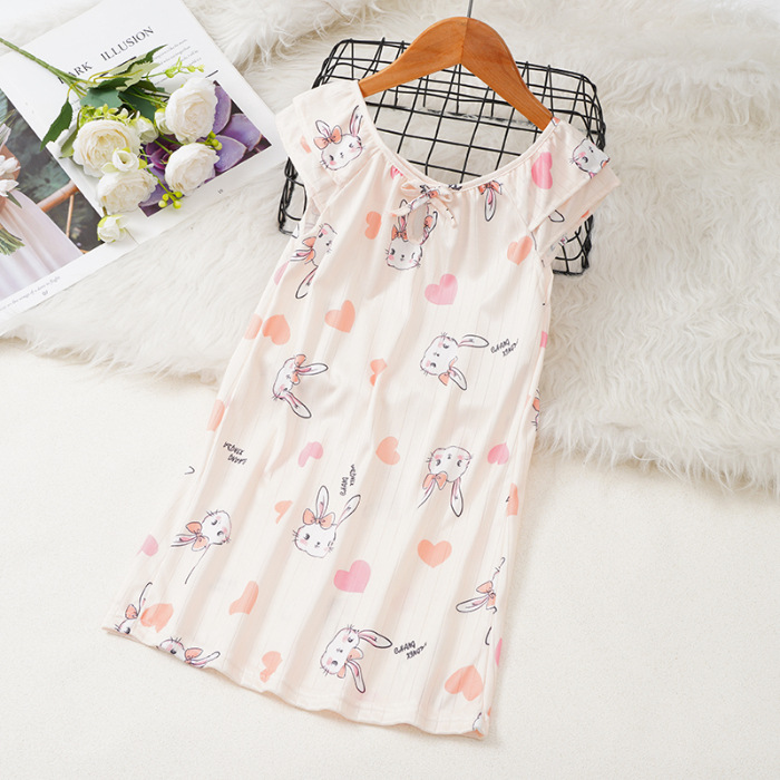 Pijama infantil princesa viento de verano nuevo chaleco de mangas cortas niñas pijama vestido de dibujos animados de verano