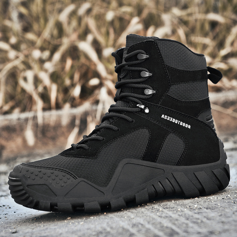 Grandes botas de entrenamiento de campo al aire libre, zapatos de montaña de alta altura, nuevos zapatos turísticos de hombre de otoño y invierno para esquí.