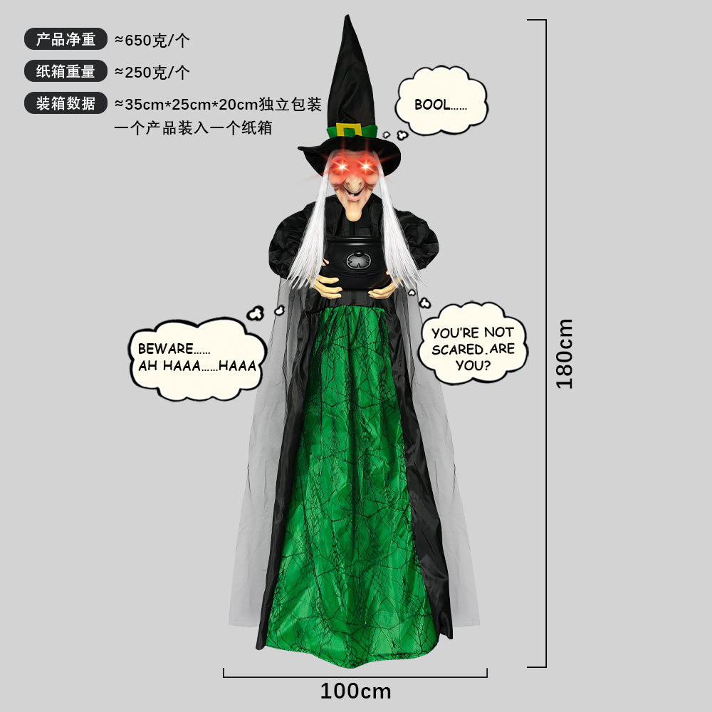 Muñeca Fantasma Colgante con Voz Activada, Brillante y que Grita, para Decoración de Halloween, Casa Embrujada, Escape Room, Serie Bruja