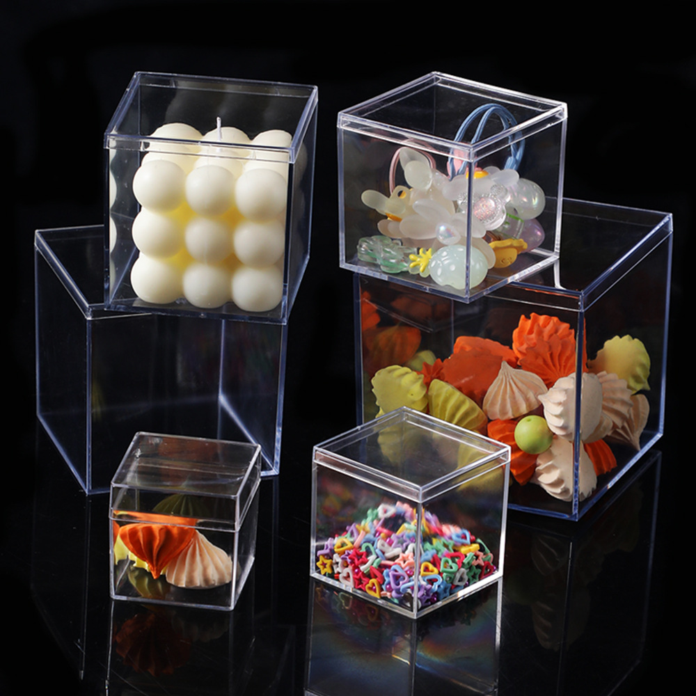 方形亚克力盒透明塑料收纳盒带盖生日礼品包装盒食品级PS糖果盒子|ms