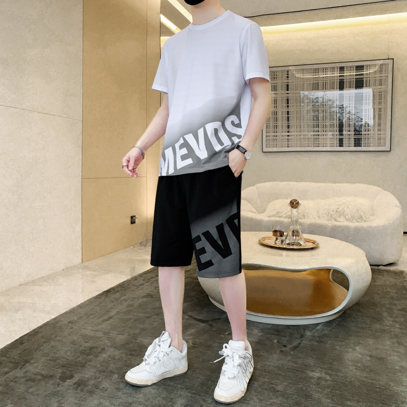 Verano de seda de hielo camiseta de los hombres de secado rápido pantalones cortos de manga corta traje deportivo casual ropa de hombre con un conjunto de guapo