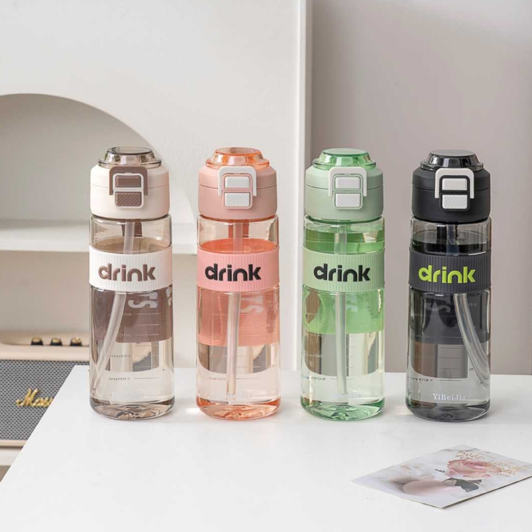 Yili tazas de agua de plástico para hombres y mujeres tazas de deportes al aire libre estudiantes tazas de agua verde esmeralda 900ml tazas de silicona