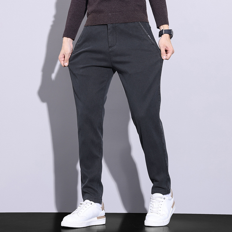 Pantalones juveniles populares para hombres casuales Otoño e Invierno nuevos pantalones antiarrugas resistentes al desgaste pantalones de todos los partidos juveniles elásticos pantalones casuales cómodos