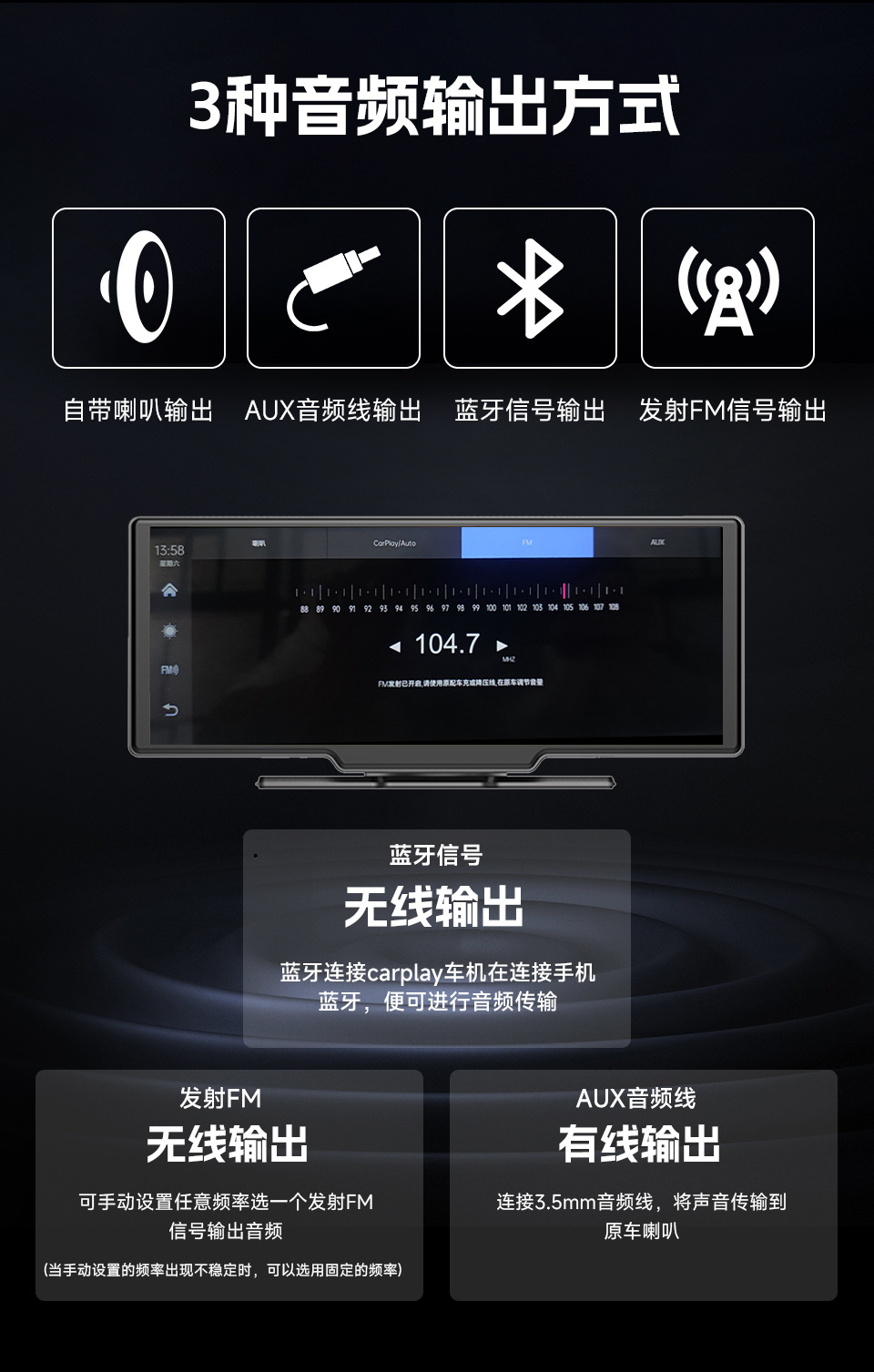 10.26inch Portable Wireless Carplay with Dash Cam Camera and Car Bluetooth Mp5 Player