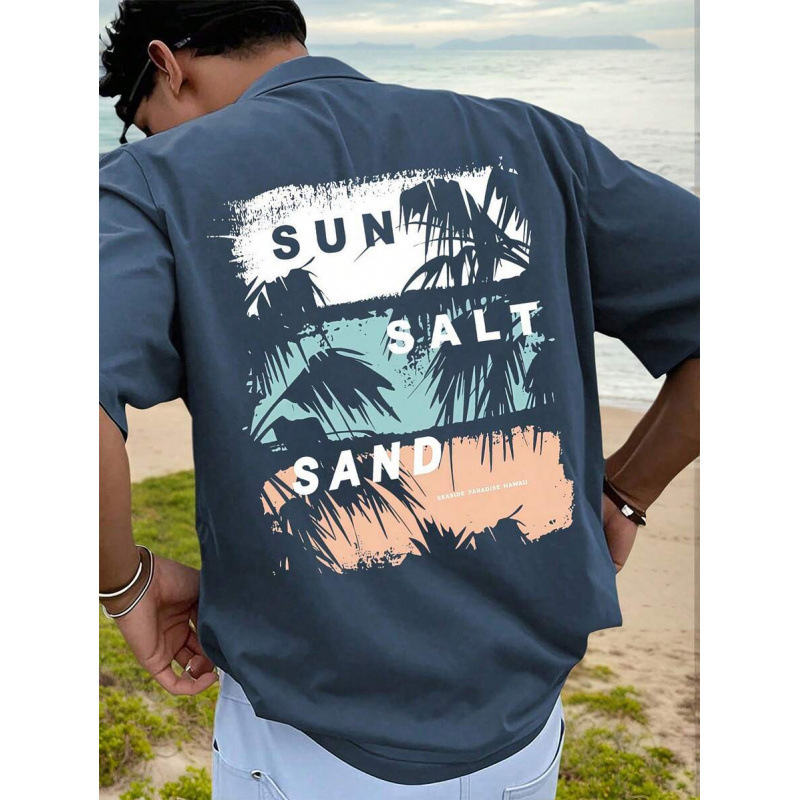 Cross-Border Cotton T-Shirt, Men's Graphic Print T-Shirt, Beach Summer Wear, Loo Cross-Border Cotton T-Shirt, Men's Graphic Print T-Shirt, Beach Summer Wear, Loo
