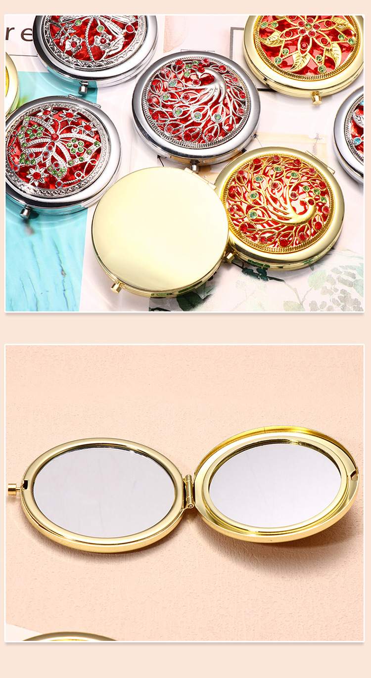 Glass, Metal Material Floral Pattern Casual, Elegant, Lady Style Casual Elegant Lady Floral Glass Metal Mirror 1 Piece