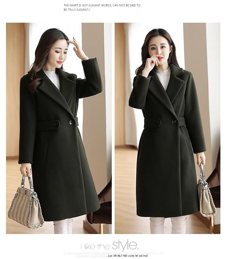 Giacca da abito in lana in stile coreano da donna di media lunghezza 2023 Nuovo cappotto di lana snellente aderente da donna autunno e inverno_voghion.com