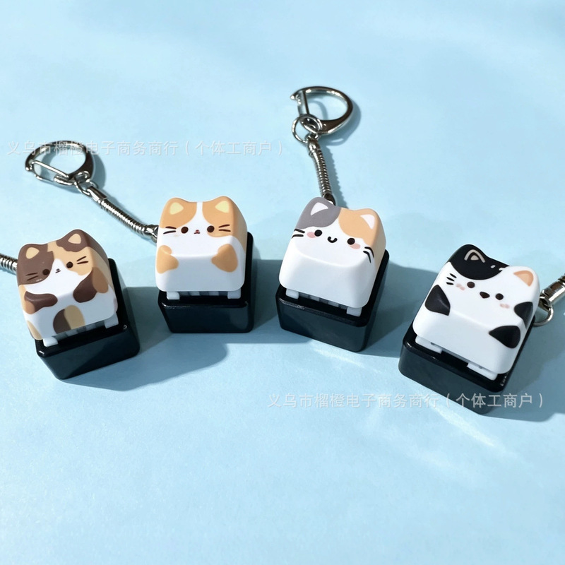 Cross-border single-key stress-relief cute cat PBT keycap, stress-relief button for mechanical keyboard, stress-relief toy key