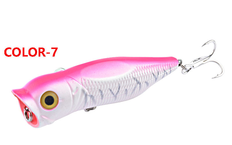 2Pcs Topwater Popper Fishing Lure 70mm/8.5g Hard Plastic Minnow Popper Baits Fishing Tackle