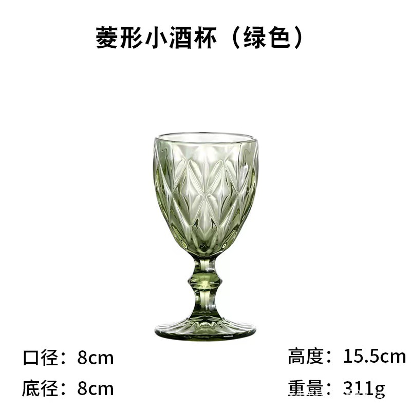 Copa de vino en forma de diamante verde_1