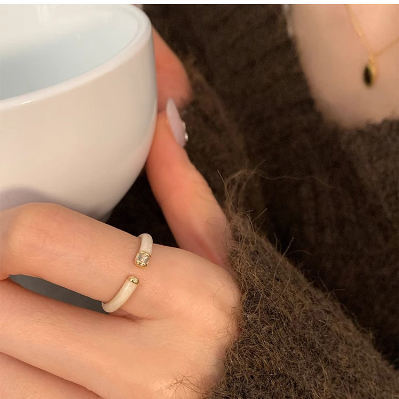 Emaille Tropfenglasur Strass Ring Eleganter Designer Damenring_voghion.com