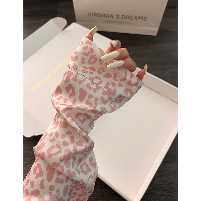 韩系甜美可爱Kitty豹纹睡衣女春秋季新款宽松长袖长裤家居服套装|undefined
