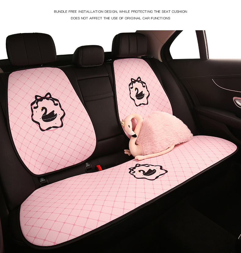 26 New Models of Swan Summer Car Ice Silk Seat Cushions, Cute Cartoon Car Seat Cushions, Universal for All Seasons, for Women