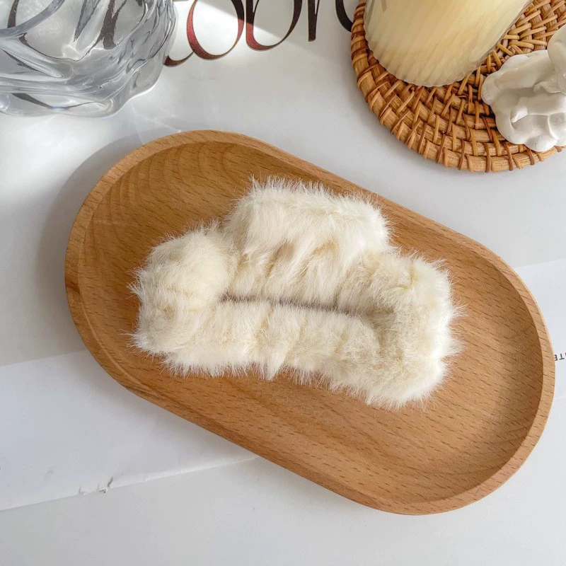 Плюшевая заколка-краб, корейский стиль, искусственный мех, длина 8–14 см