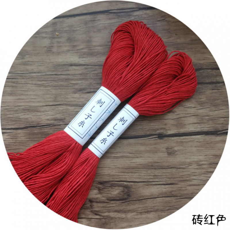 0 新品 6本糸刺子刺繍糸 40m 純綿 ホワイト レッド 青海波 手作り材料ツール 青染め 赤 緑|undefined