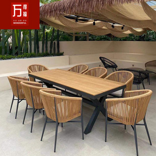 Balcony Rattan Chair Outdoor Table and Chair Combination Courtyard Garden Outdoor Waterproof Coffee Table Nordic Leisure Seat Outdoor Home