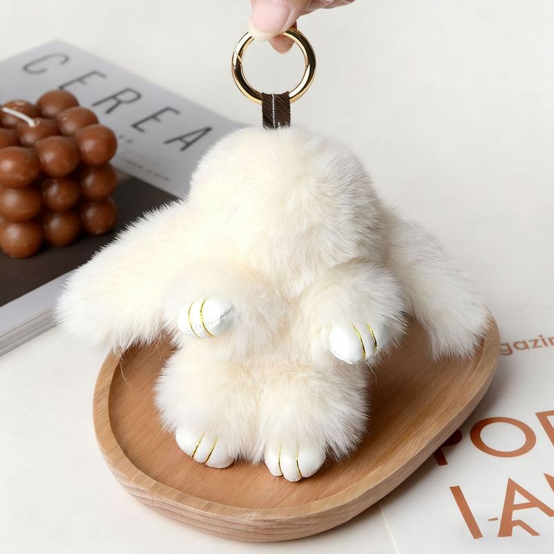 小さなウサギの毛皮ミニチュア装飾品、ウサギの毛皮バッグチャーム、ふわふわで可愛いランドセル、車のキーホルダー飾り|undefined