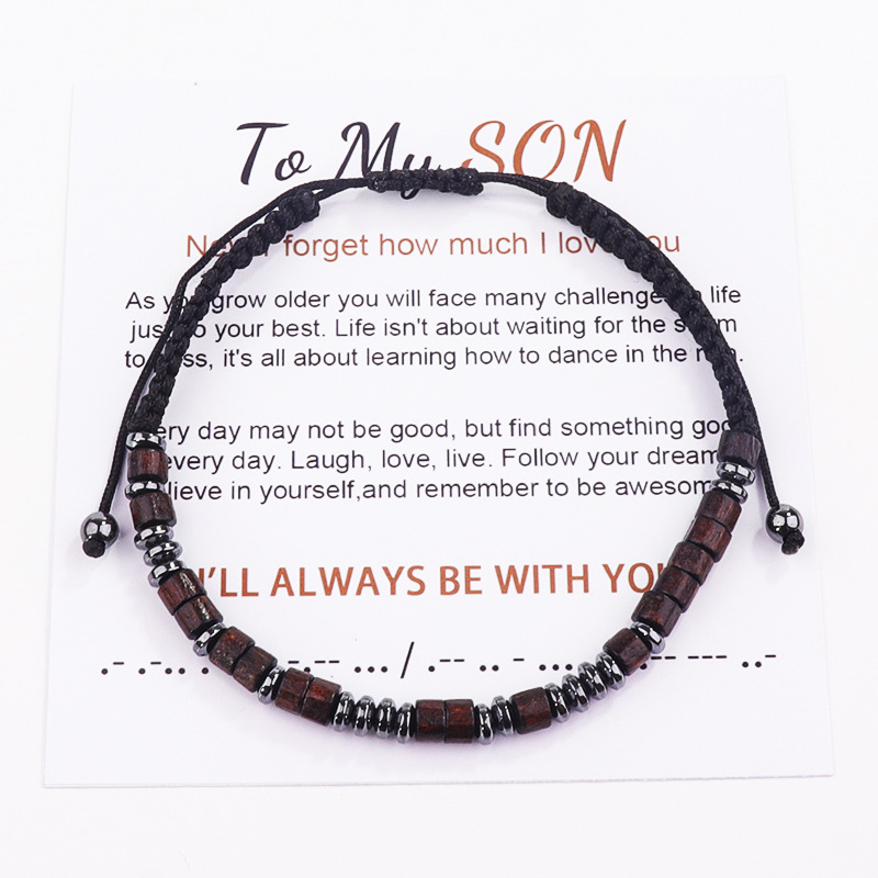 Cross-border Moss password bracelet Always with you Wood black magnet couple bracelet Christmas bracelet