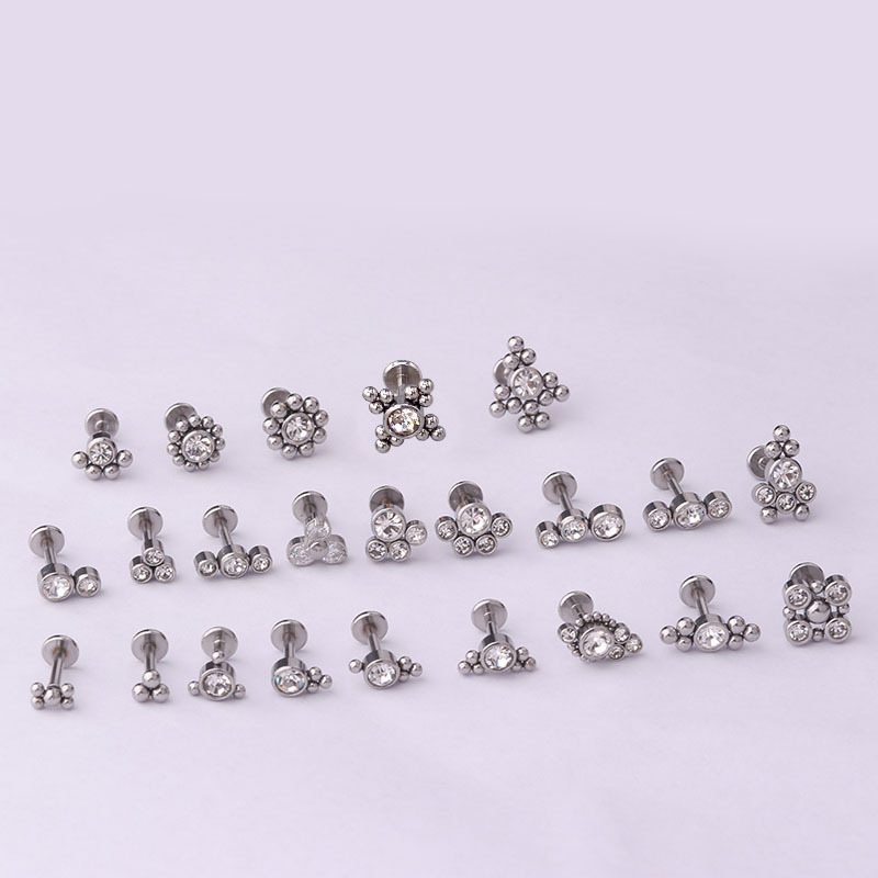 2PCS neue 16G reiner Edelstahl mit eingelegten Diamant-Innenzähnen, Lippen-Ohr-Knochennägel, beliebtes Piercing-Ohrring-Zubehör_voghion.com