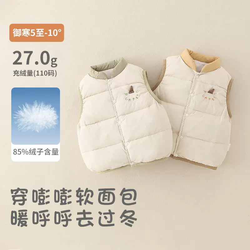 儿童2025新款a类可爱男女宝宝羽绒马甲保暖洋气宝宝外穿百搭马甲