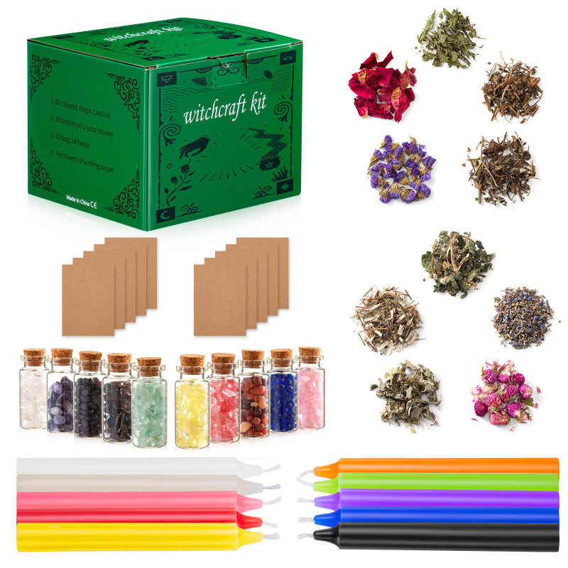 新款许愿蜡烛用品盒 – 水晶干草药彩色蜡烛 适合初学者套装 图 1