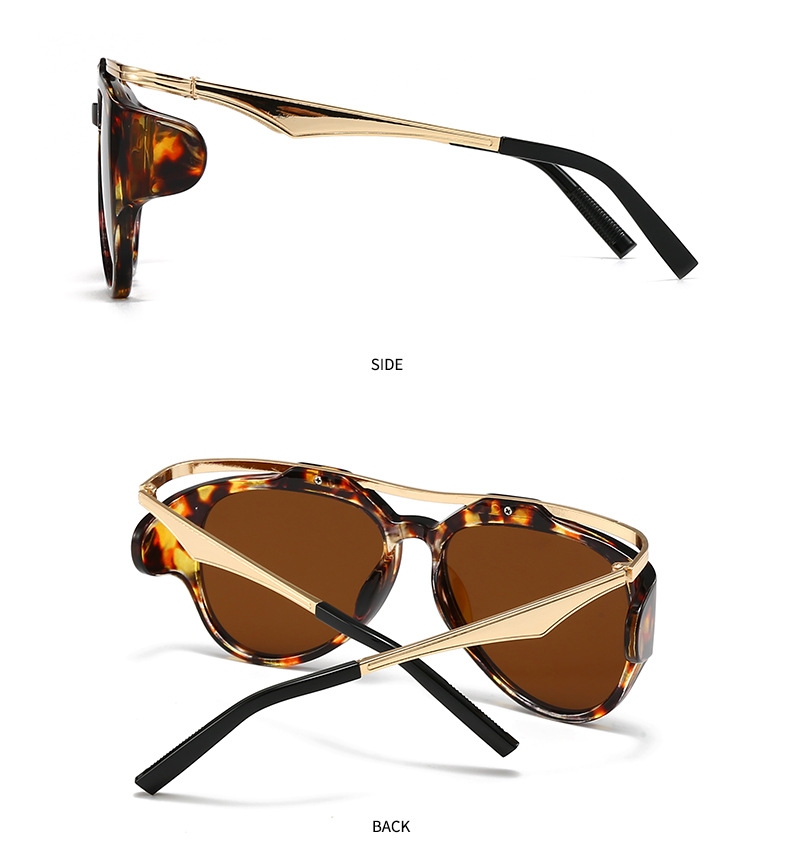 Commercio estero Esplosioni transfrontaliere Occhiali da sole Fotografia di strada europea e americana Ins Internet Modello rosso Occhiali da sole geometrici in metallo Donna LH16_voghion.com