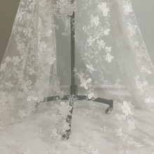 网纱绣绣花面料珠片面料婚纱礼服汉服布料绣花亮片蕾丝绗绣