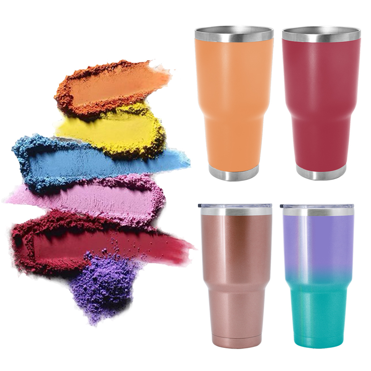 Suministro directo de fábrica 304 de doble capa de vacío de acero inoxidable taza de coche 30oz spray de pintura de plástico Impresión de transferencia de agua calentador de hielo taza de café