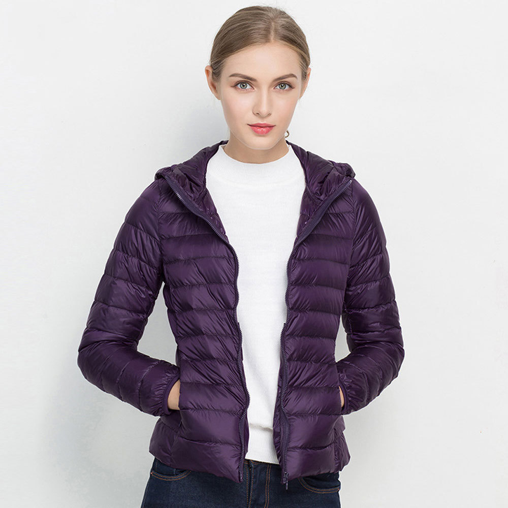 Mujer Ultra Light Down Coats Chaqueta acolchada de algodón para mujer Chaqueta acolchada de invierno con cuello alto y ligero