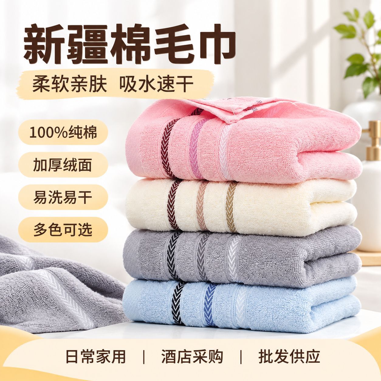 Pure Cotton Towel 100% Cotton Type a Antibacterial Absorbent Thickened Face Towel Gift Pure Cotton Non-Shedding Long-Staple Cotton