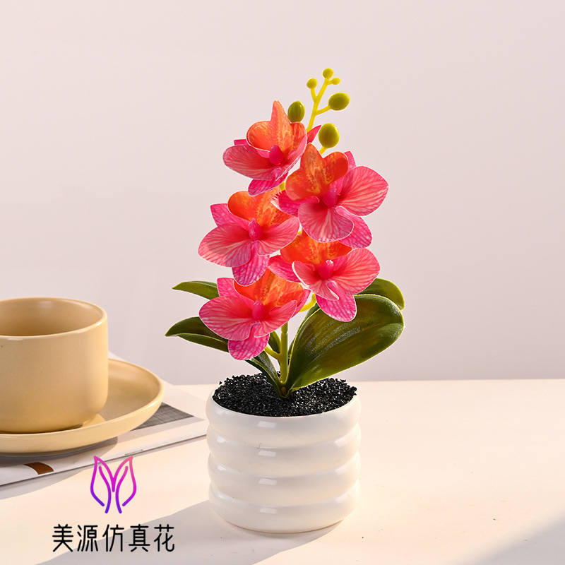 Selección estricta de 2026 nueva orquídea mariposa de alta simulación bonsai flor de seda falsa flor decoración de escritorio de la sala de estar decoración de estudio image 7