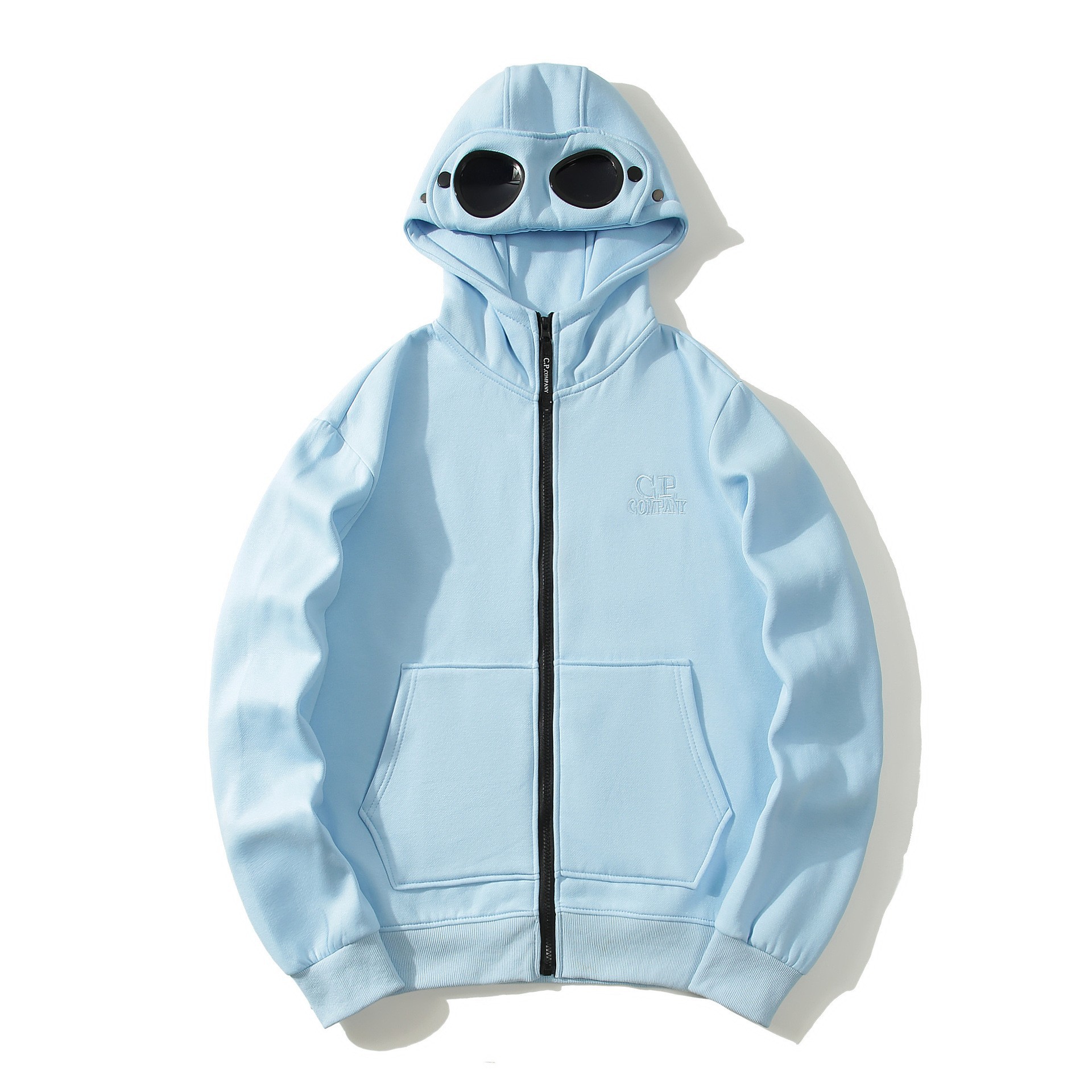 2023 Otoño e Invierno nueva marca de moda transfronteriza gafas de color sólido sombrero costura casual cremallera Chaqueta de algodón para hombres y mujeres