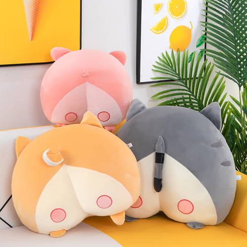 Creative Peach Teddy Bear Corgi Butt Plush Toy Office Chair Cushion Bed Head Cushion for Women Wholesale